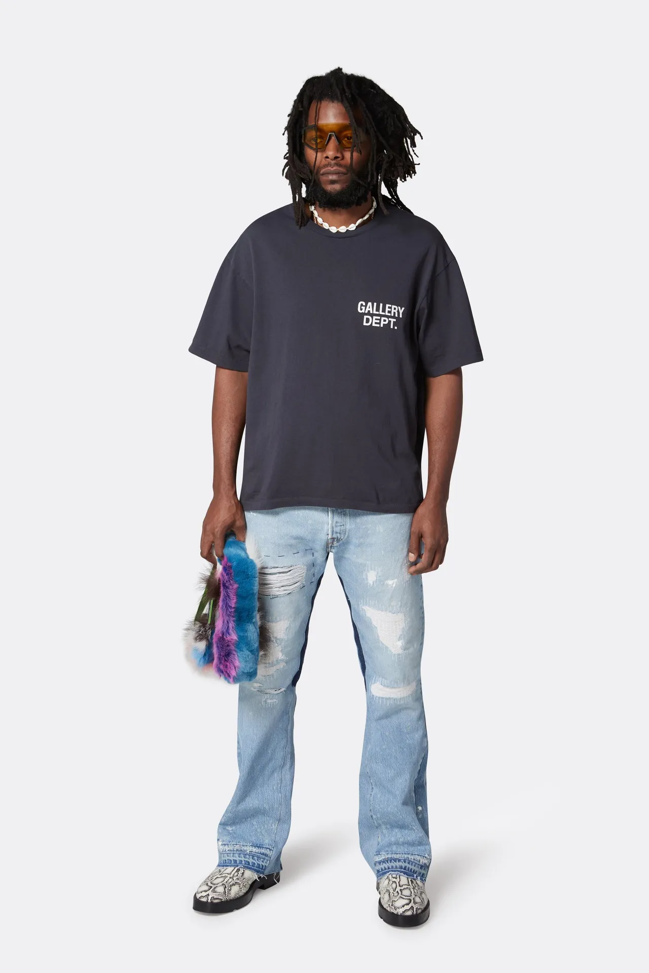 GALLERY DEPT. SOUVENIR TEE Black English LOGO short sleeves Hollywood limited edition Washed black S-XL Classic basic style washed and aged Cylindrical seamless linen and cotton fabric Loose fit